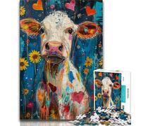 1000 Pieces Jigsaw Puzzle For Adults Teens Flower Cow Jigsaw,Challenging Game Toys Wall Decoration Unique Birthday And Xmas Gifts (size 38x26cm)