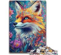 1000 Pieces Jigsaw Puzzle For Adults Teens Flower Fox Jigsaw,with Matching Poster And Trivia Sheet for And Age 14 Years Up (75x50cm)