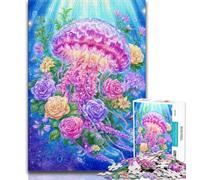 1000 Pieces Jigsaw Puzzle for Adults& Teens Flower Jellyfish,Challenging To Complete But Fun And Humorous Unique Birthday And Gifts (38x26cm)