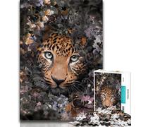 1000 Pieces Jigsaw Puzzle For Adults Teens Flowered Leopard 1000 Piece Puzzle,Game Toys Every Piece Is Unique - Challenging Family Fun Game (size 38x26cm)