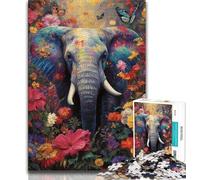 1000 Pieces Jigsaw Puzzle for Adults& Teens Flowers And Elephants,Learning Educational Toys Family Games Suitable for Desktop Decoration (38x26cm)