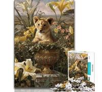 1000 Pieces Jigsaw Puzzle for Adults& Teens Flowers And Leopard Baby Adult Jigsaw,Birthday Present, Gifts, Wall Art for Age 14 Years Up 75x50cm
