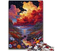1000 Pieces Jigsaw Puzzle for Adults& Teens Flowers And The Moon Educational Game Challenge Toy Wall Decoration Unique Birthday And Xmas Gifts 50x75cm