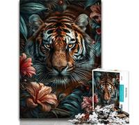 1000 Pieces Jigsaw Puzzle for Adults& Teens Flowers And Tigers Adult Jigsaw,Educational Toys & Games for Adults And Teenagers 26x38cm
