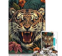 1000 Pieces Jigsaw Puzzle For Adults Teens Flowers And Tigers Jigsaw,Learning Educational Toys Family Games Gifts for Friends And Family 26x38cm
