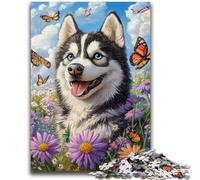 1000 Pieces Jigsaw Puzzle for Adults& Teens Flowers Husky 1000 Pieces for Adults,Challenging Game Toys Wall Decoration Unique Birthday And Xmas Gifts (38x26cm)