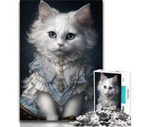 1000 Pieces Jigsaw Puzzle for Adults& Teens Fluffy White Kitty 1000 Piece Puzzle,Challenging Family Activity Games DIY Toy for Home Wall Decor Gifts (size 75x50cm)