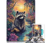 1000 Pieces Jigsaw Puzzle for Adults& Teens Forest Raccoon,Challenging To Complete But Fun And Humorous Birthday Present,Gifts,Wall Art 75x50cm