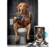 1000 Pieces Jigsaw Puzzle for Adults& Teens Fox Red Labrador on The Toilet Teenager Puzzles,Family Entertainment Toys with Matching Poster And Trivia Sheet (size 75x50cm)