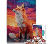 1000 Pieces Jigsaw Puzzle For Adults Teens Fox Sunset,Help The Brain Exercise Addictive Toys to Cultivate Patience Perfect Decoration (38x26cm)