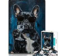 1000 Pieces Jigsaw Puzzle For Adults Teens French Bulldog Drinking,Educational Games Home Decoration Educational Game for Birthday,Chrismas (38x26cm)