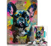 1000 Pieces Jigsaw Puzzle For Adults Teens French Bulldog Graffiti 1000 Piece Puzzle,Game Toys Every Piece Is Unique - Challenging Family Fun Game (size 75x50cm)