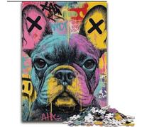 1000 Pieces Jigsaw Puzzle for Adults& Teens French Bulldog Graffiti, Decompressing Intellectual Educational Toy Birthday Present, Gifts, Wall Art (Size 26x38cm)