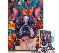 1000 Pieces Jigsaw Puzzle for Adults& Teens French Bulldog Graffiti,Stress Reliever Staycation Kill Time Parent-child Interaction 38x26cm