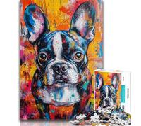 1000 Pieces Jigsaw Puzzle For Adults Teens French Bulldog Oil Painting Puzzles for Adults,Stress Reliever Staycation Kill Time Home Decoration Toys (size 75x50cm)