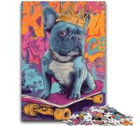 1000 Pieces Jigsaw Puzzle for Adults& Teens French Bulldog Skateboarding 1000 Pieces for Adults,Wishlist with Santa Claus for And Age 14 (38x26cm)