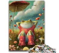 1000 Pieces Jigsaw Puzzle for Adults& Teens Frog Sitting on The Grass for Educational Game Challenge Toy Unique Home Decor And Gifts 50x75cm