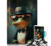 1000 Pieces Jigsaw Puzzle for Adults& Teens Frog Wearing Glasses 1000 Piece Jigsaw,Challenging Game Gifts for Is Ideal As A Gift for The Whole Family 50x75cm