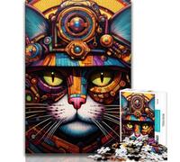 1000 Pieces Jigsaw Puzzle For Adults Teens Futuristic Cat,Toys Educational Games Stress Relieving Great Gifts And Toys (38x26cm)