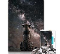 1000 Pieces Jigsaw Puzzle For Adults Teens Galaxy Cheetah,Stress Reliever Difficult Challenge Every Piece Is Unique - Challenging Family Fun Game 38x26cm