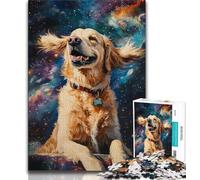 1000 Pieces Jigsaw Puzzle for Adults& Teens Galaxy Golden Retriever Teenager Jigsaw,Educational Family Game Suitable for Desktop Decoration (size 75x50cm)