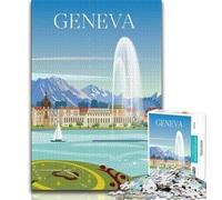 1000 Pieces Jigsaw Puzzle for Adults& Teens Geneva Switzerland,Toys Educational Games Stress Relieving Unique Birthday And Gifts (75x50cm)