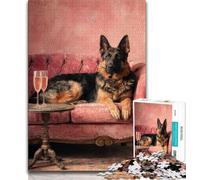 1000 Pieces Jigsaw Puzzle For Adults Teens German Shepherd on The Sofa,Learning Educational Toys Family Games Unique Birthday And Gifts (75x50cm)