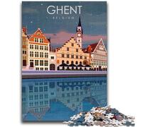 1000 Pieces Jigsaw Puzzle for Adults& Teens Ghent Belgium Travel Art Adult Puzzles,Family Game Stress Reliever Difficult Challenge Suitable for Couples (50x75cm)