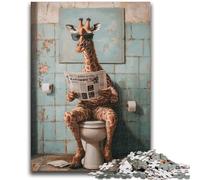 1000 Pieces Jigsaw Puzzle For Adults Teens Giraffe on The Toilet Adult Jigsaw,Challenging Game Toys Wall Decoration Unique Birthday And Xmas Gifts (75x50cm)