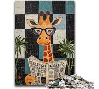 1000 Pieces Jigsaw Puzzle For Adults Teens Giraffe Reading Newspaper Challenging To Complete But Fun And Humorous Unique Home Decor And Gifts 50x75cm