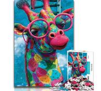 1000 Pieces Jigsaw Puzzle for Adults& Teens Giraffe Wearing Glasses,Educational Games Home Decoration Is Ideal As A Gift for The Whole Family (75x50cm)