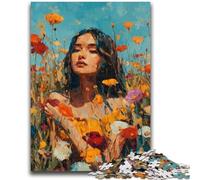 1000 Pieces Jigsaw Puzzle For Adults Teens Girl in Wildflowers Summer 1000 Piece Puzzle,Educational Games Home Decoration Suitable for Desktop Decoration (50x75cm)