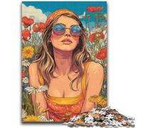 1000 Pieces Jigsaw Puzzle for Adults& Teens Girl in Wildflowers Summer Help The Brain Exercise Addictive Toys to Cultivate Patience Gift For Birthdays 26x38cm