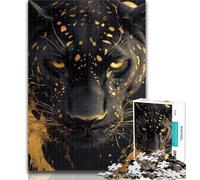1000 Pieces Jigsaw Puzzle For Adults Teens Golden Black Panther Teenager Puzzles,Educational Toy Funny Family Games Unique Home Decor 50x75cm