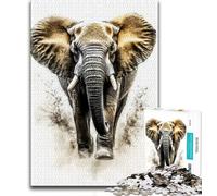 1000 Pieces Jigsaw Puzzle For Adults Teens Golden Elephant,Stress Reliever Difficult Challenge Every Piece Is Unique - Challenging Family Fun Game 50x75cm