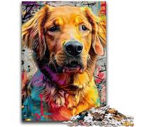 1000 Pieces Jigsaw Puzzle for Adults& Teens Golden Retriever Oil Painting Puzzles for Teenagers,Vibrant And Unique Design Relaxing & Challenging Puzzle Experience (38x26cm)