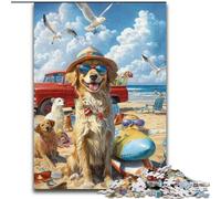 1000 Pieces Jigsaw Puzzle For Adults Teens Golden Retriever on Vacation, Train Your Brain And Hands Unique Birthday And Gifts for Age 14+ (Size 50x75cm)
