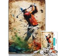 1000 Pieces Jigsaw Puzzle For Adults Teens Golf Painting,Toys Educational Games Stress Relieving Parent-child Interaction 38x26cm