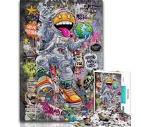 1000 Pieces Jigsaw Puzzle For Adults Teens Graffiti Astronaut Adult Jigsaw,Family Activity Fun at Home Activities, Birthday Present,Travel Gifts (size 38x26cm)