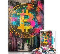 1000 Pieces Jigsaw Puzzle For Adults Teens Graffiti Bitcoin, Stress Reliever Difficult Challenge,is Ideal As Gifts for The Whole Family Suitable for And 14 38x26cm
