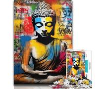 1000 Pieces Jigsaw Puzzle for Adults& Teens Graffiti Buddha,Learning Educational Toys Family Games Suitable for Desktop Decoration (38x26cm)