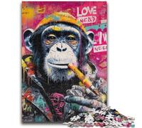 1000 Pieces Jigsaw Puzzle For Adults Teens Graffiti Chimpanzee Jigsaw,Learning Educational Toys Family Games Gifts for Friends And Family (50x75cm)