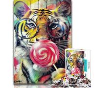 1000 Pieces Jigsaw Puzzle for Adults& Teens Graffiti Tiger,Educational Games Home Decoration Educational Game for Birthday,Chrismas (38x26cm)