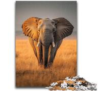 1000 Pieces Jigsaw Puzzle For Adults Teens Grassland Elephants Puzzles for Teenagers,Stress Reliever Staycation Kill Time Enhance Love between Couples (38x26cm)