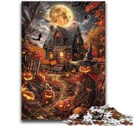 1000 Pieces Jigsaw Puzzle for Adults& Teens Halloween Castle 1000 Piece Jigsaw,with Matching Poster And Trivia Sheet for And Age 14 Years Up (26x38cm)