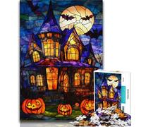1000 Pieces Jigsaw Puzzle for Adults& Teens Halloween Castle,Educational Games Home Decoration Educational Game for Birthday,Chrismas (38x26cm)