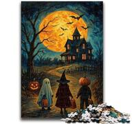 1000 Pieces Jigsaw Puzzle For Adults Teens Halloween Castle Jigsaw,with Matching Poster And Trivia Sheet for And Age 14 Years Up (75x50cm)