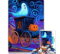 1000 Pieces Jigsaw Puzzle for Adults& Teens Halloween Pumpkin Carriage,Educational Games Home Decoration Is Ideal As A Gift for The Whole Family (38x26cm)