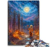 1000 Pieces Jigsaw Puzzle for Adults& Teens Halloween Under The Night Sky Educational Game Challenge Toy Wall Decoration Unique Birthday And Xmas Gifts 26x38cm