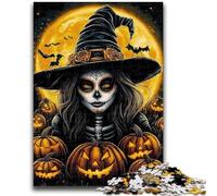 1000 Pieces Jigsaw Puzzle for Adults& Teens Halloween Witch Stress Reliever Difficult Challenge Enhance Love between Couples 38x26cm